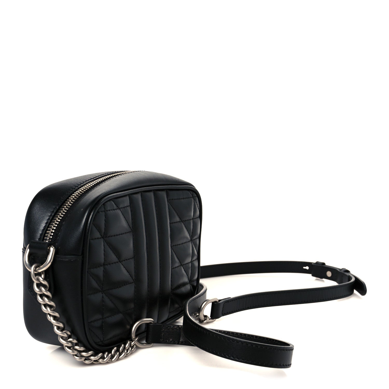 Gucci Calfskin Matelasse Aria Mini GG Marmont Chain Shoulder Bag Black 3 of 10