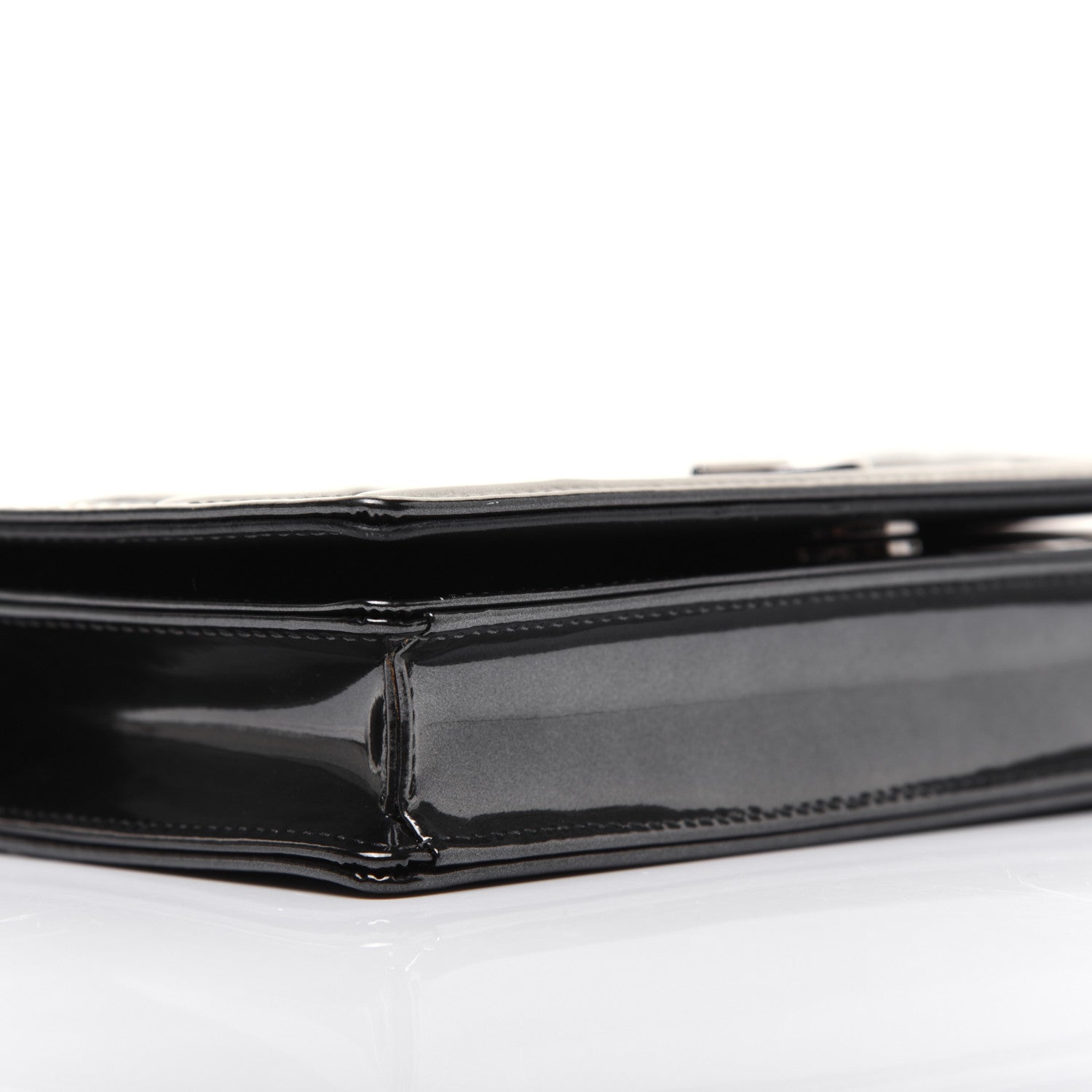 Christian Dior Metallic Patent Micro-Cannage Diorama Wallet on Chain Pouch Onyx Black 6 of 17