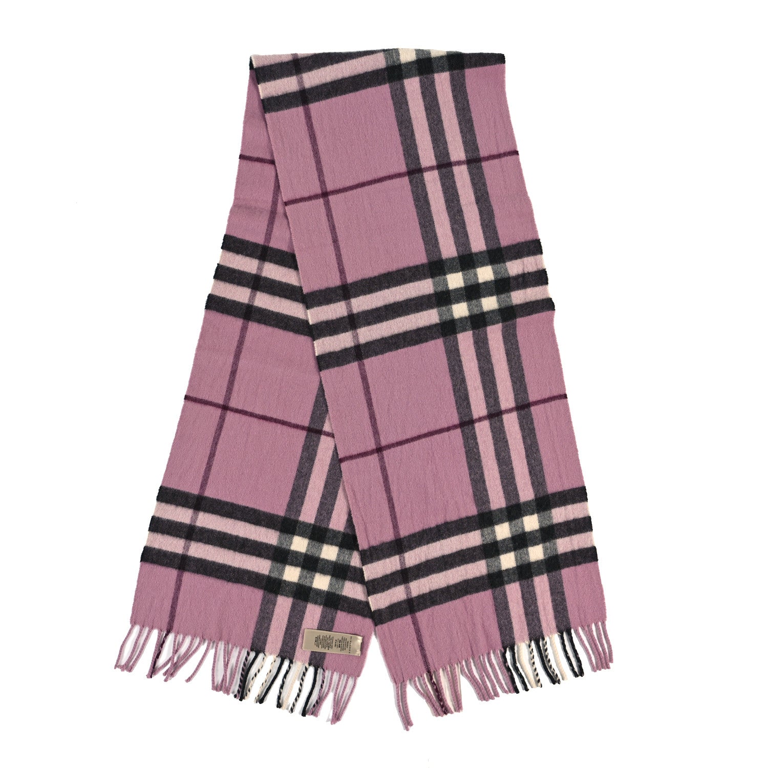 Burberry Cashmere Giant Icon Check Fringe Scarf Ash Rose 2 of 3