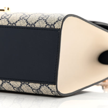 Gucci GG Supreme Monogram Calfskin Medium Padlock Shoulder Bag Beige Blue Mystic White Hibiscus Red 10 of 15