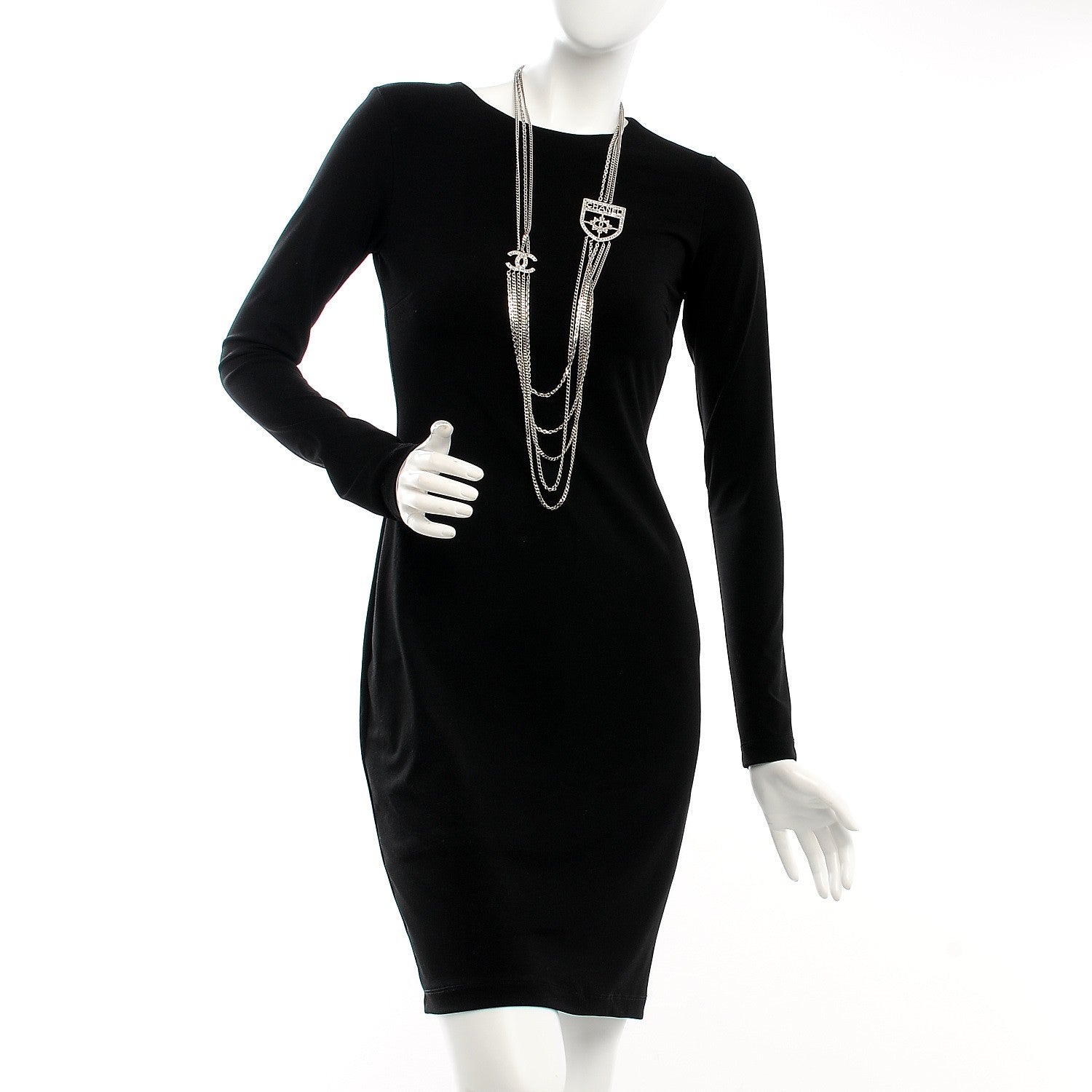 Chanel Baguette Crystal CC Shield Multi Strand Long Chain Necklace Silver 2 of 7