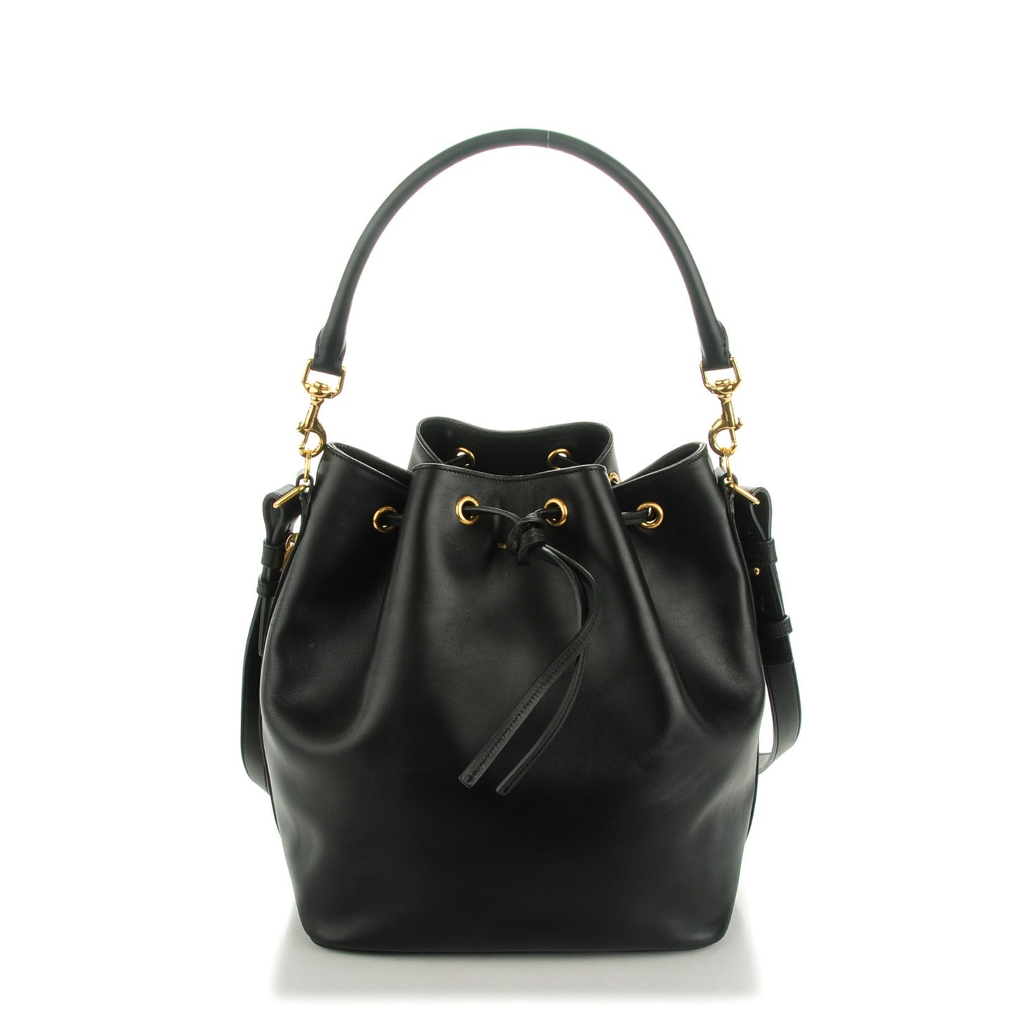 Calfskin Large Emmanuelle Bucket Bag Black