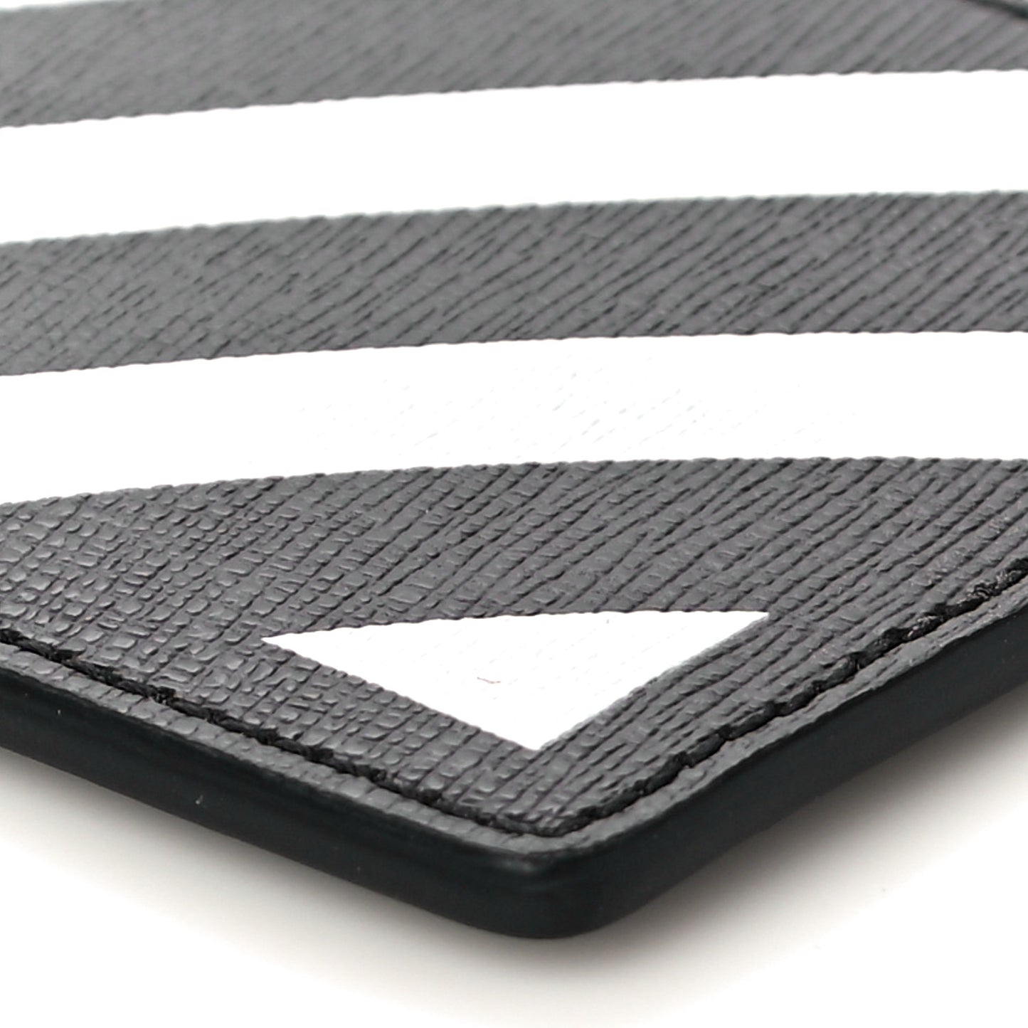 Saffiano Striped Diag Card Case Black White