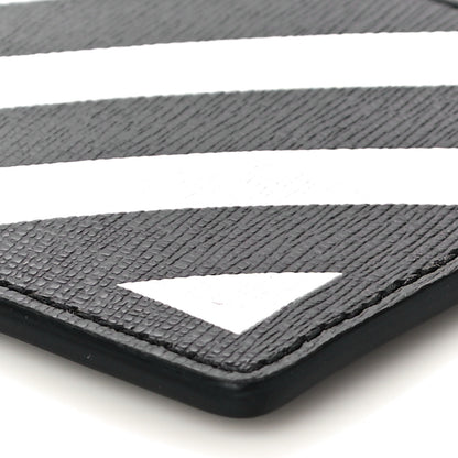 Off-White Saffiano Striped Diag Card Case Black White 9 of 9