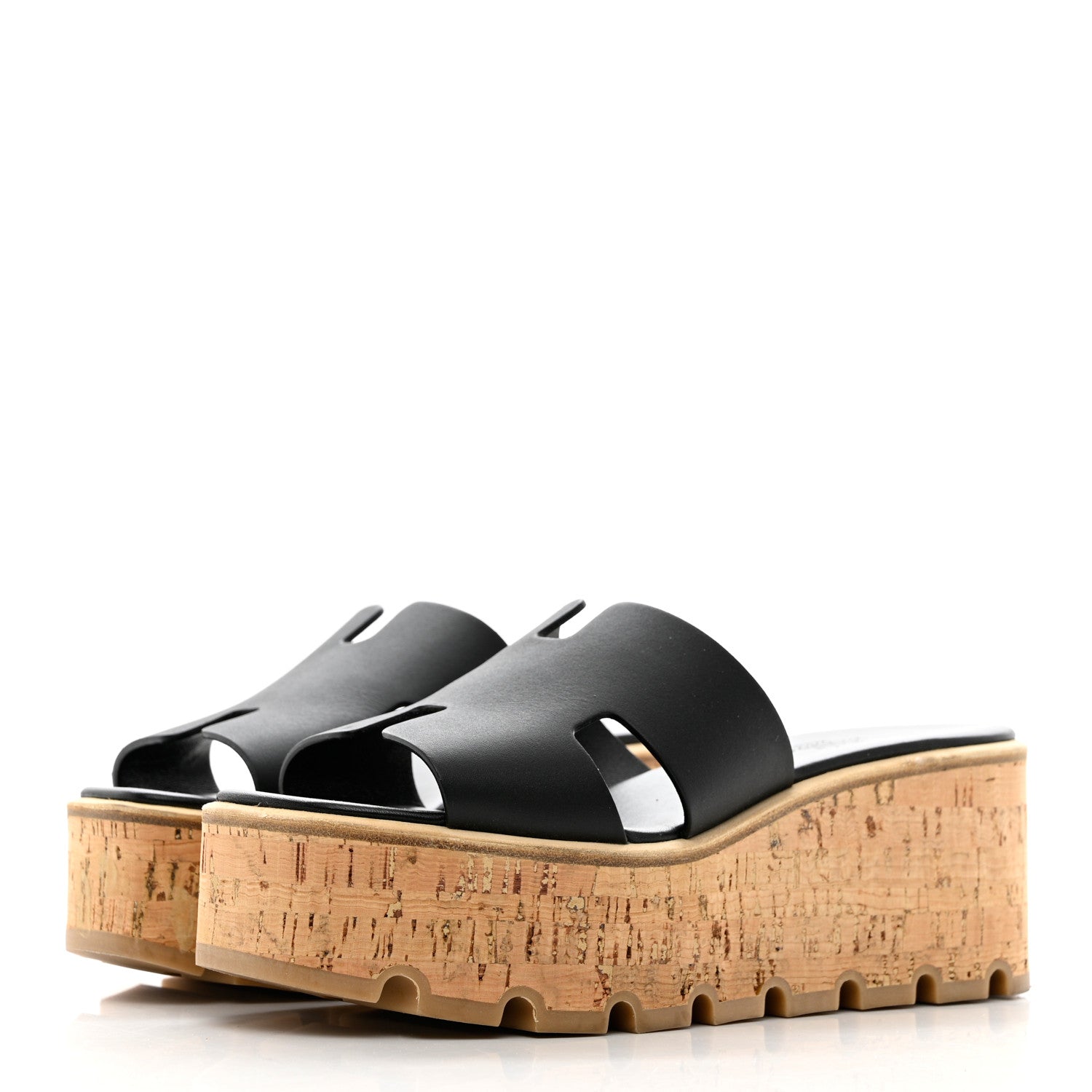 Hermes Calfskin Cork Eze 30 Sandals 36 Black 3 of 11