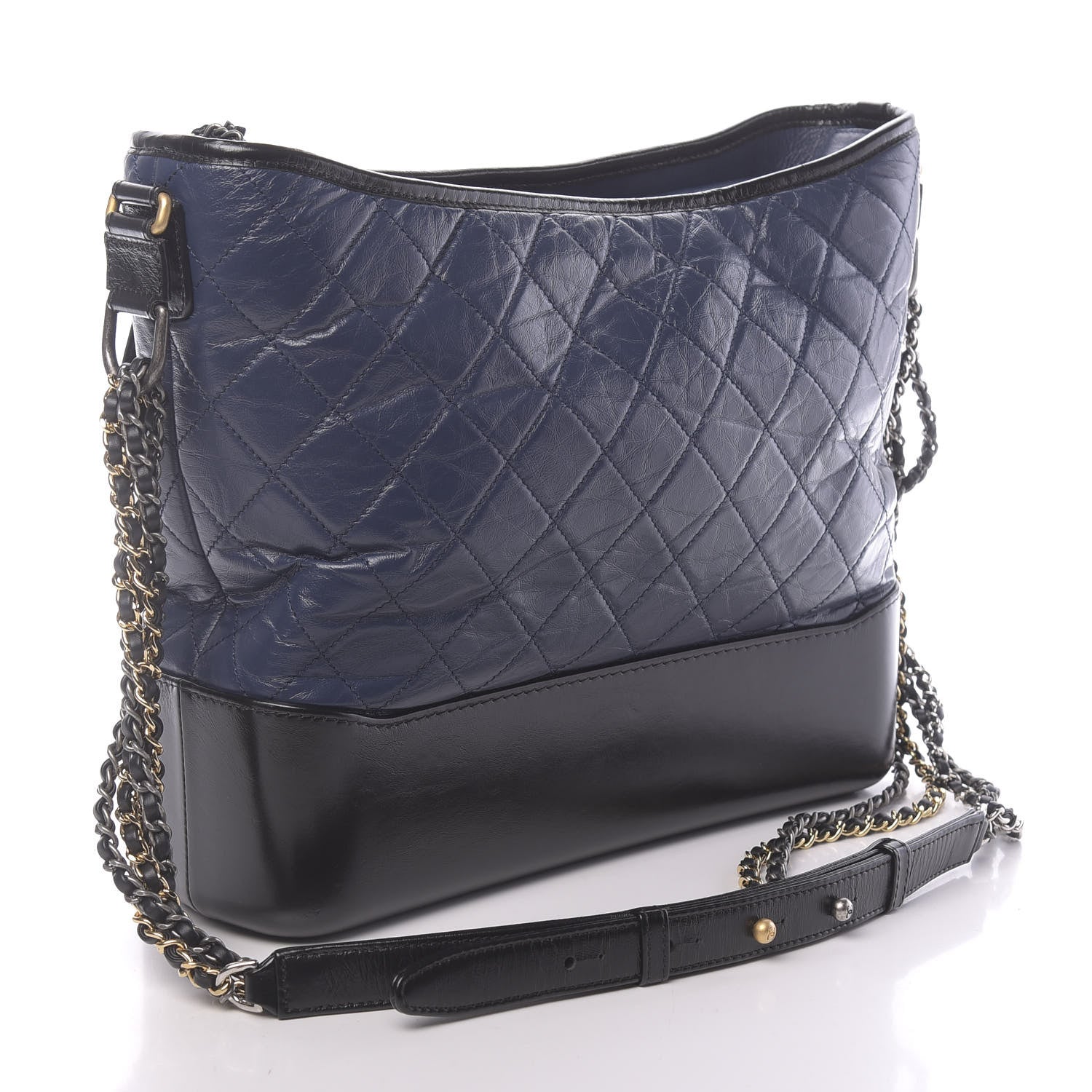 Chanel Aged Calfskin Quilted Large Gabrielle Hobo Navy Black 3 of 11
