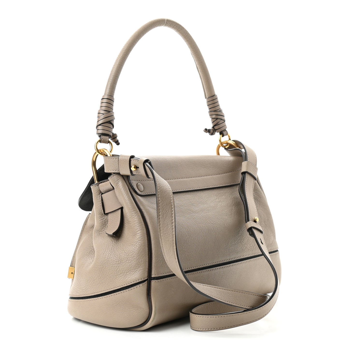 Suede Calfskin Small Owen Flap Bag Motty Grey