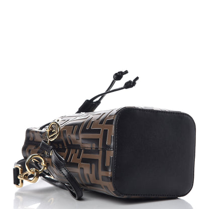 Fendi Vitello Liberty F is Fendi Bi-Color FF 1974 Embossed Mini Mon Tresor Bucket Bag Maya Black 4 of 9