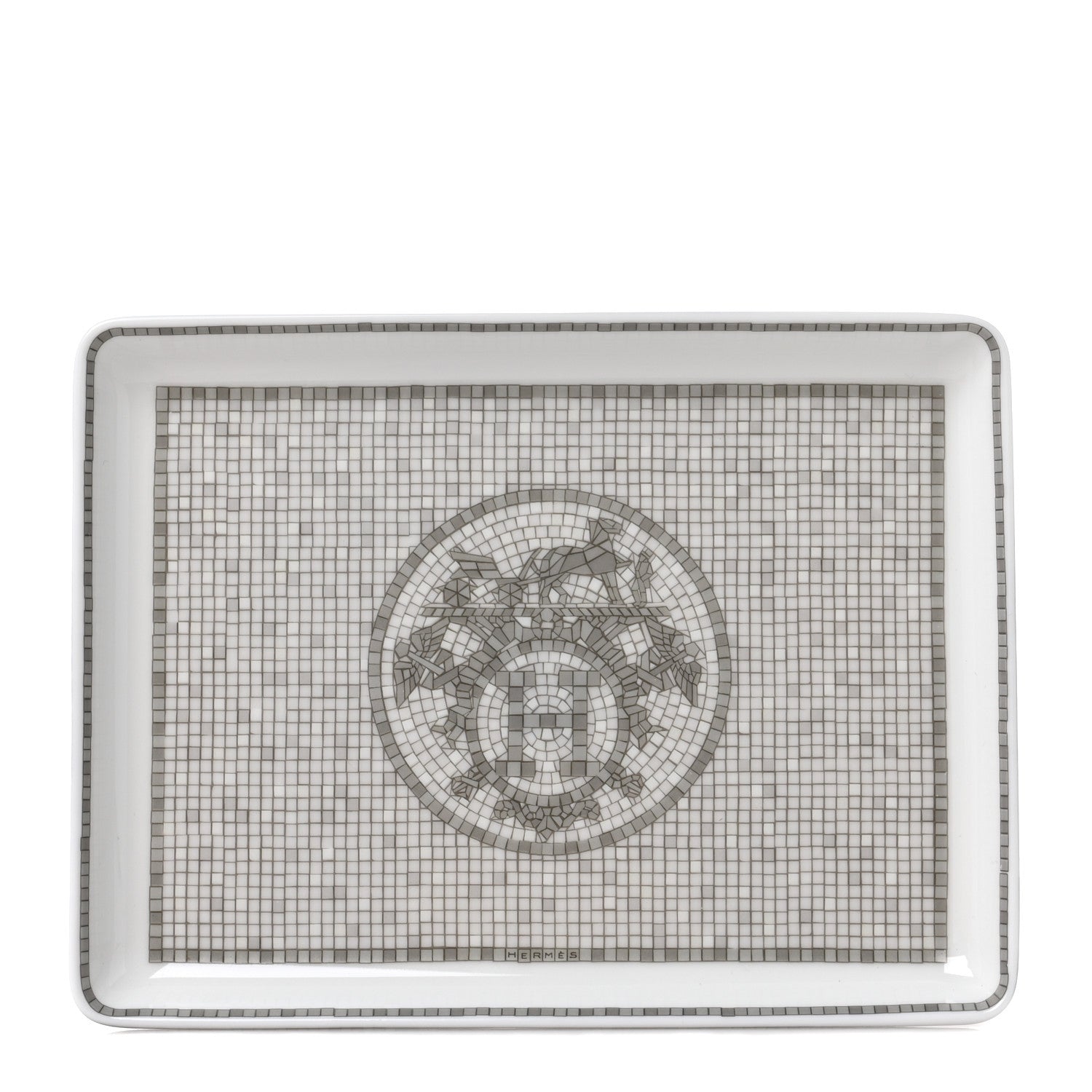 Hermes Porcelain Mosaique Au 24 Sushi Plate Platine 1 of 4