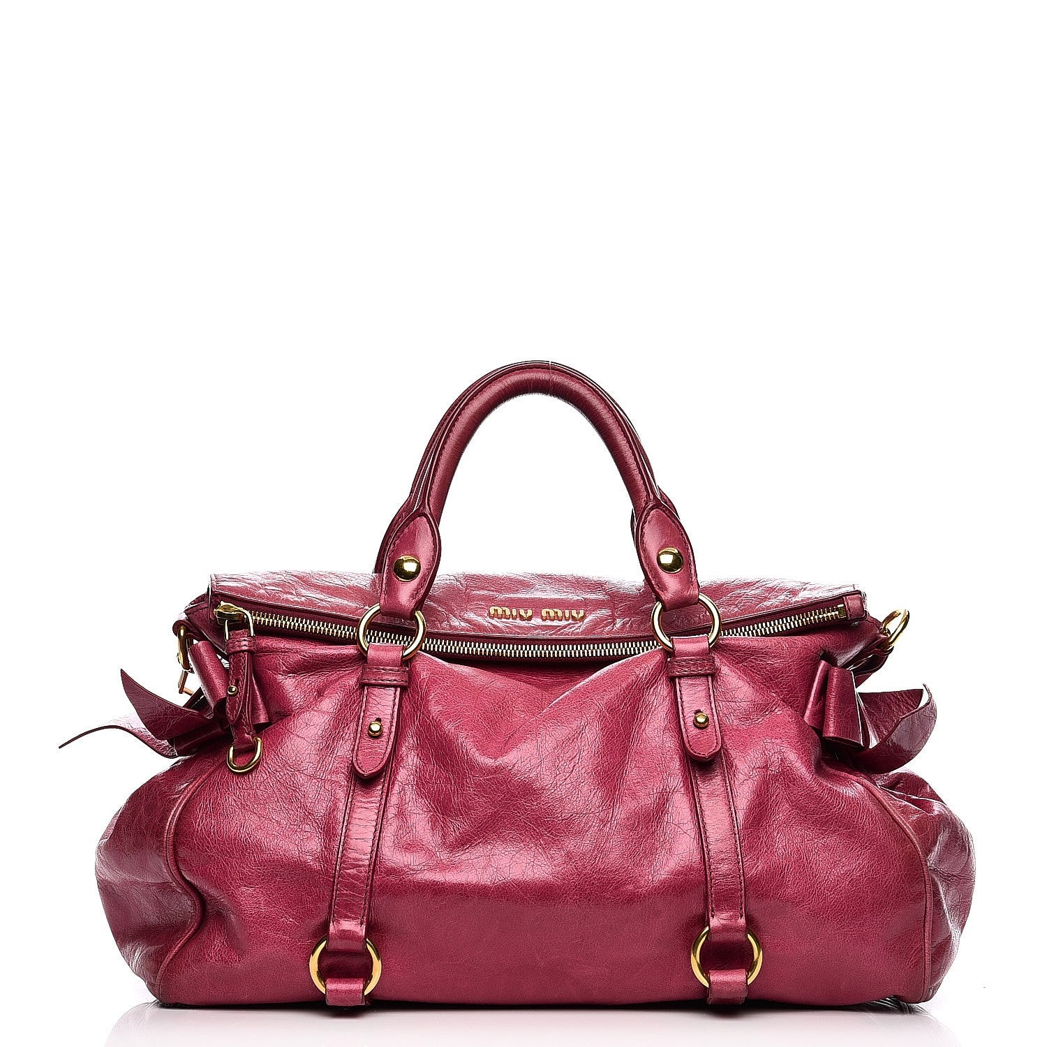 Miu Miu Vitello Lux Medium Bow Bag Fuchsia 1 of 18