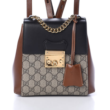 Gucci GG Supreme Monogram Calfskin Padlock Backpack Beige Cuir Black 6 of 8
