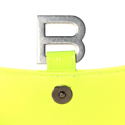 Balenciaga Shiny Calfskin Crocodile Embossed Hourglass Top Handle Bag XS Fluo Yellow 8 of 12