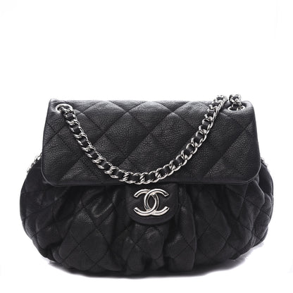 Chanel Crumpled Lambskin Quilted Medium Chain Around Messenger Black 1 of 10