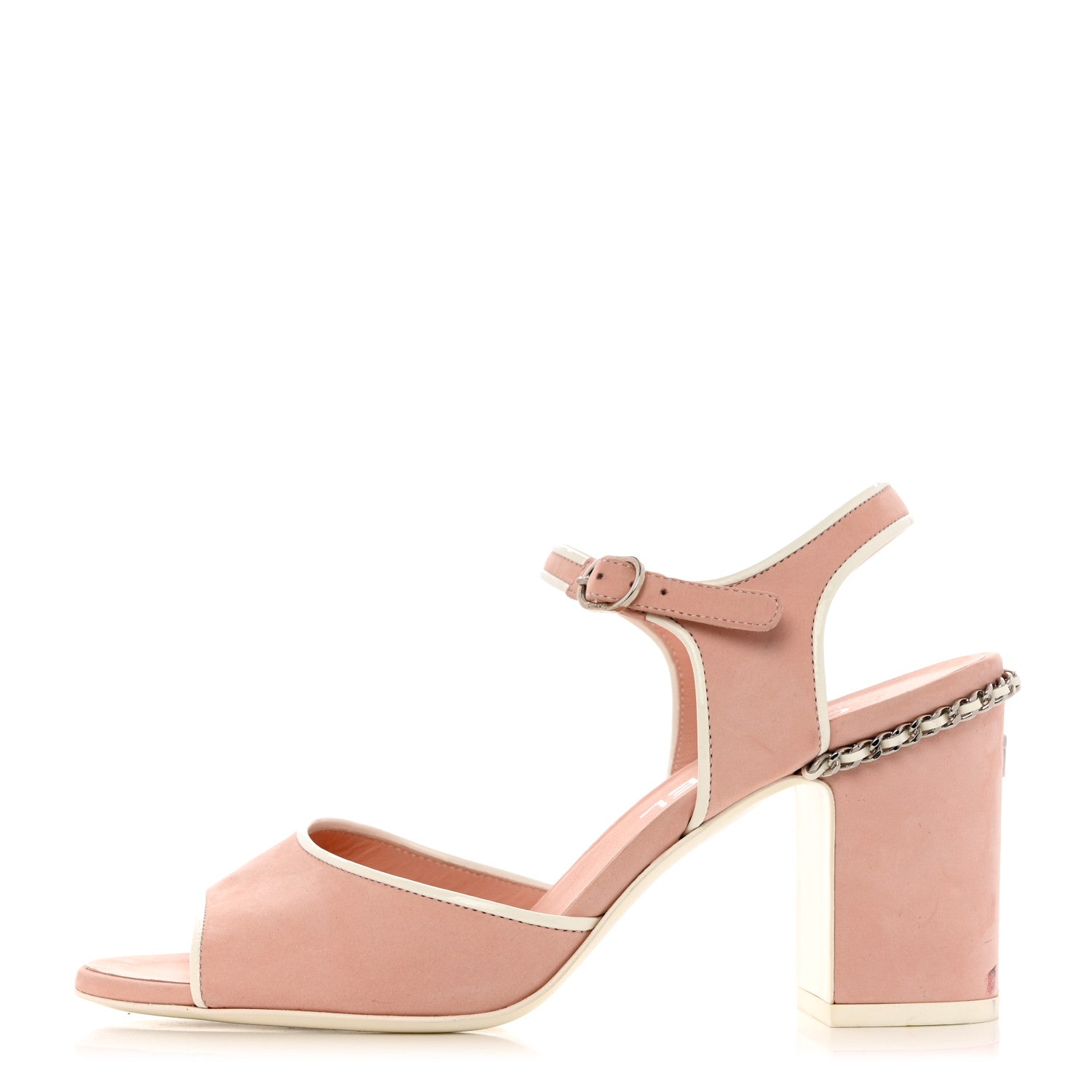 Chanel Suede Patent Chain CC Sandals 37 Pink White 1 of 12