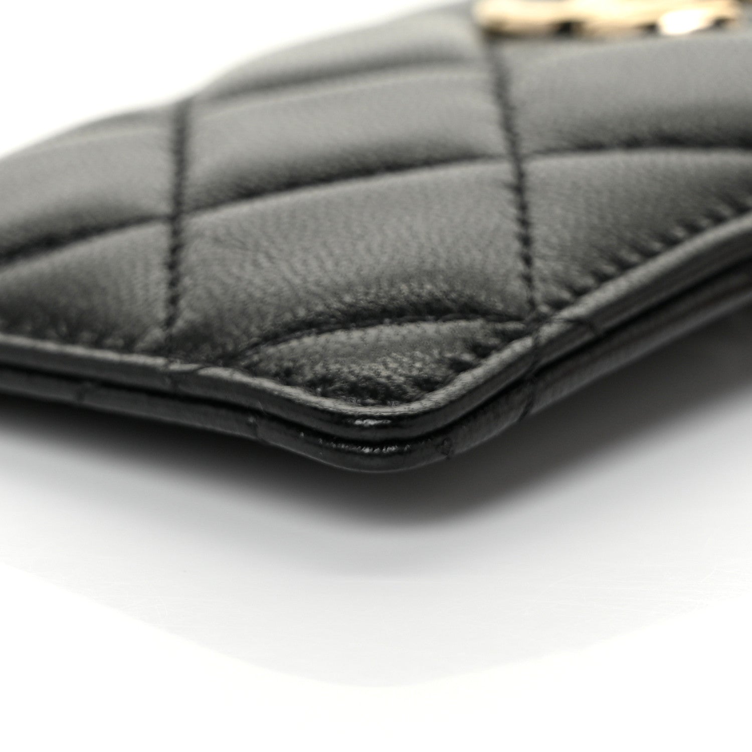 Chanel Shiny Lambskin Ribbon Quilted Card Holder On Chain Black 8 of 8
