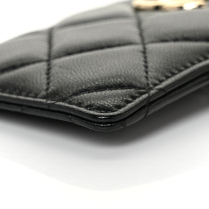 Chanel Shiny Lambskin Ribbon Quilted Card Holder On Chain Black 8 of 8