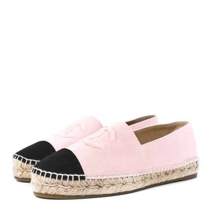 Chanel Denim Toile CC Espadrilles 39 Pink Black 3 of 11