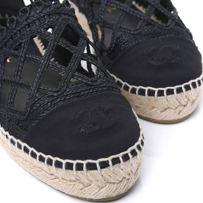 Chanel Woven Fabric Grosgrain CC Espadrilles 38 Black 11 of 11