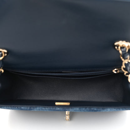 Chanel Printed Denim Quilted Mini Rectangular Flap Dark Blue 5 of 10