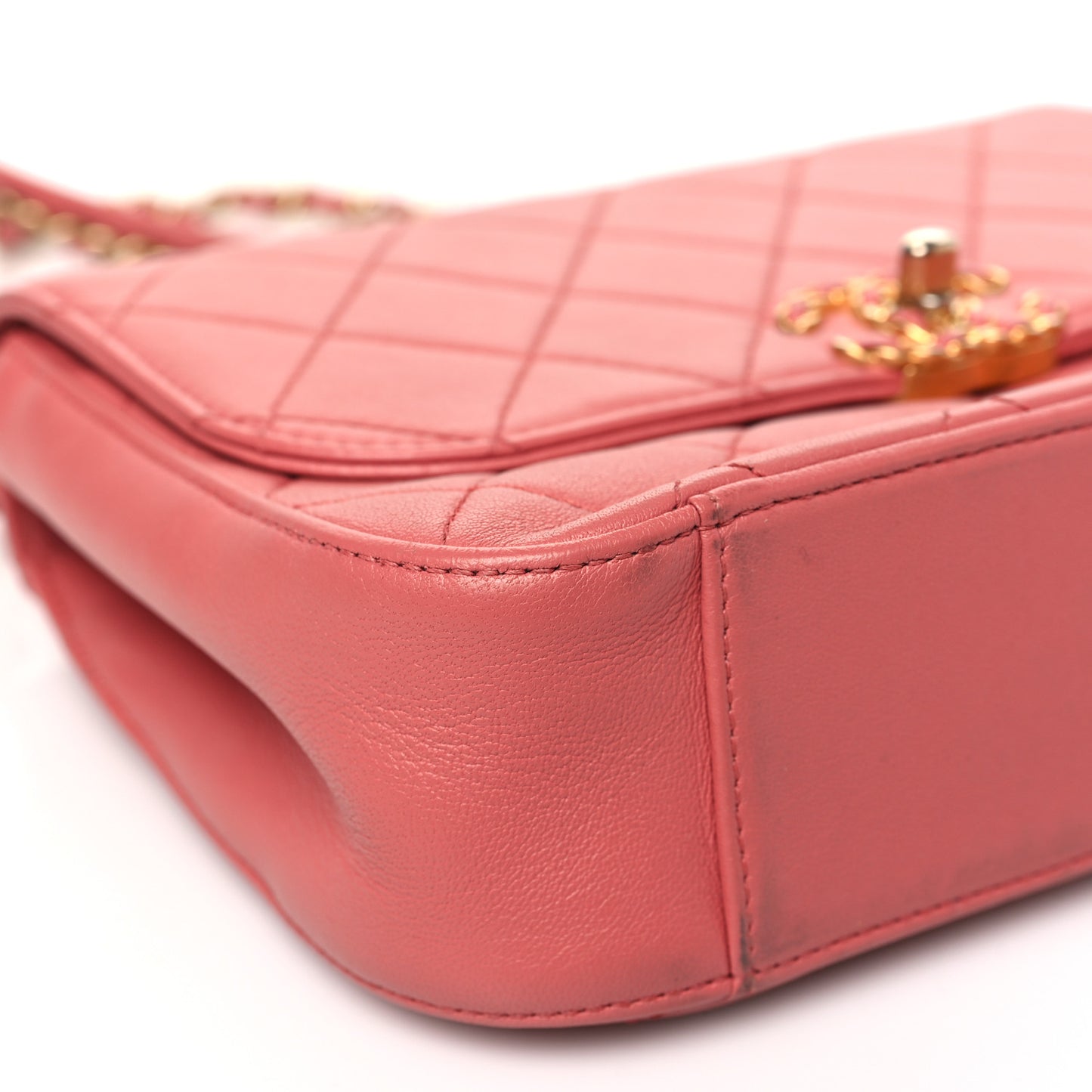 Lambskin Quilted Chain Infinity Top Handle Flap Pink