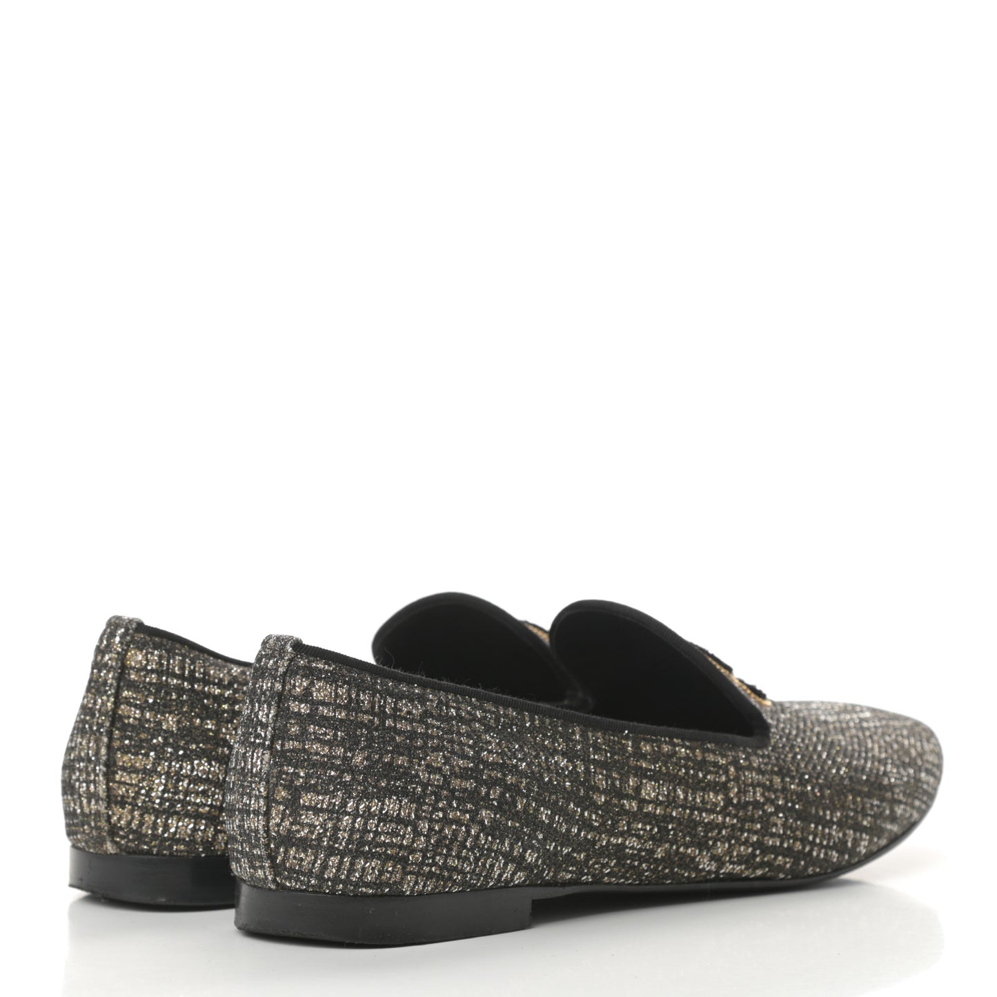 Fantasy Tweed CC Mocassin Loafers 38 Silver