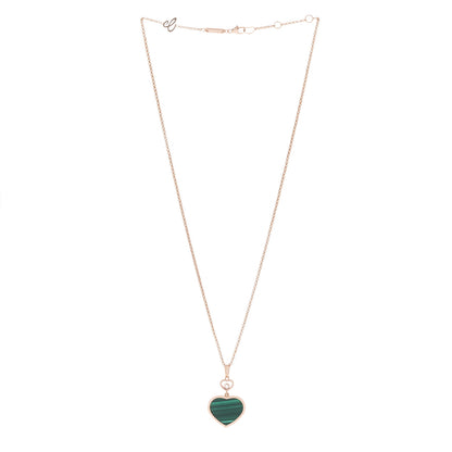 Chopard 18K Rose Gold Diamond Malachite Happy Hearts Pendant Necklace 3 of 6