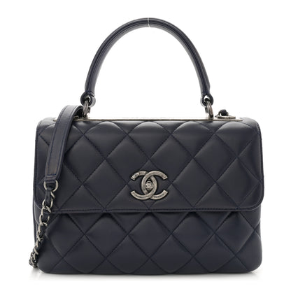 Chanel Lambskin Quilted Small Trendy CC Flap Dual Handle Bag Navy 1 of 12