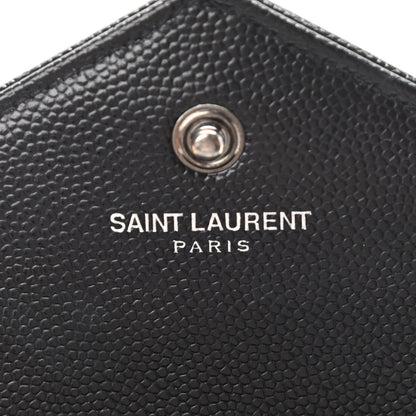 Saint Laurent Grain De Poudre Matelasse Chevron Monogram Chain Wallet Black 5 of 16