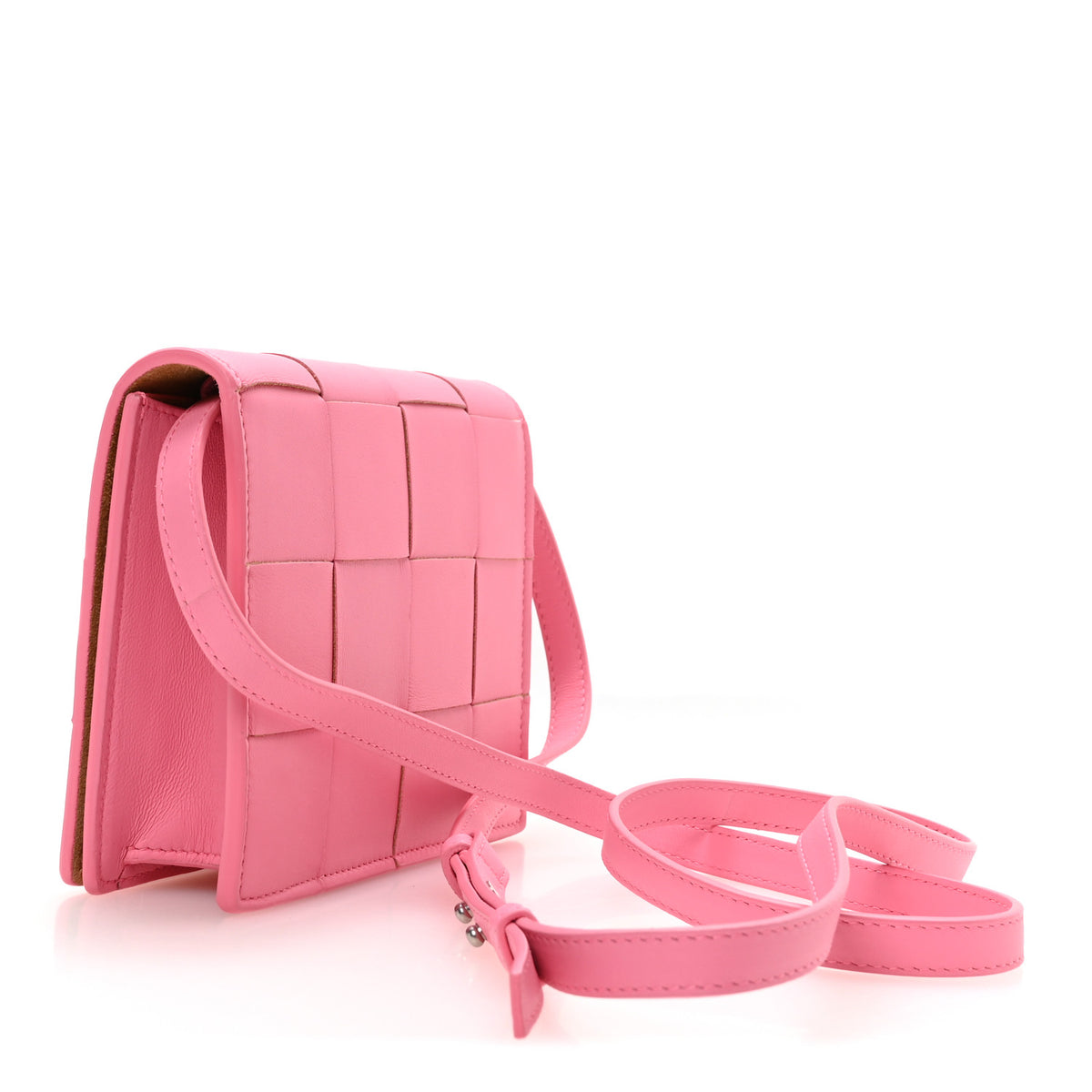 Bottega Veneta Lambskin Maxi Intrecciato Mini Cassette Crossbody Bag Pink 3 of 9