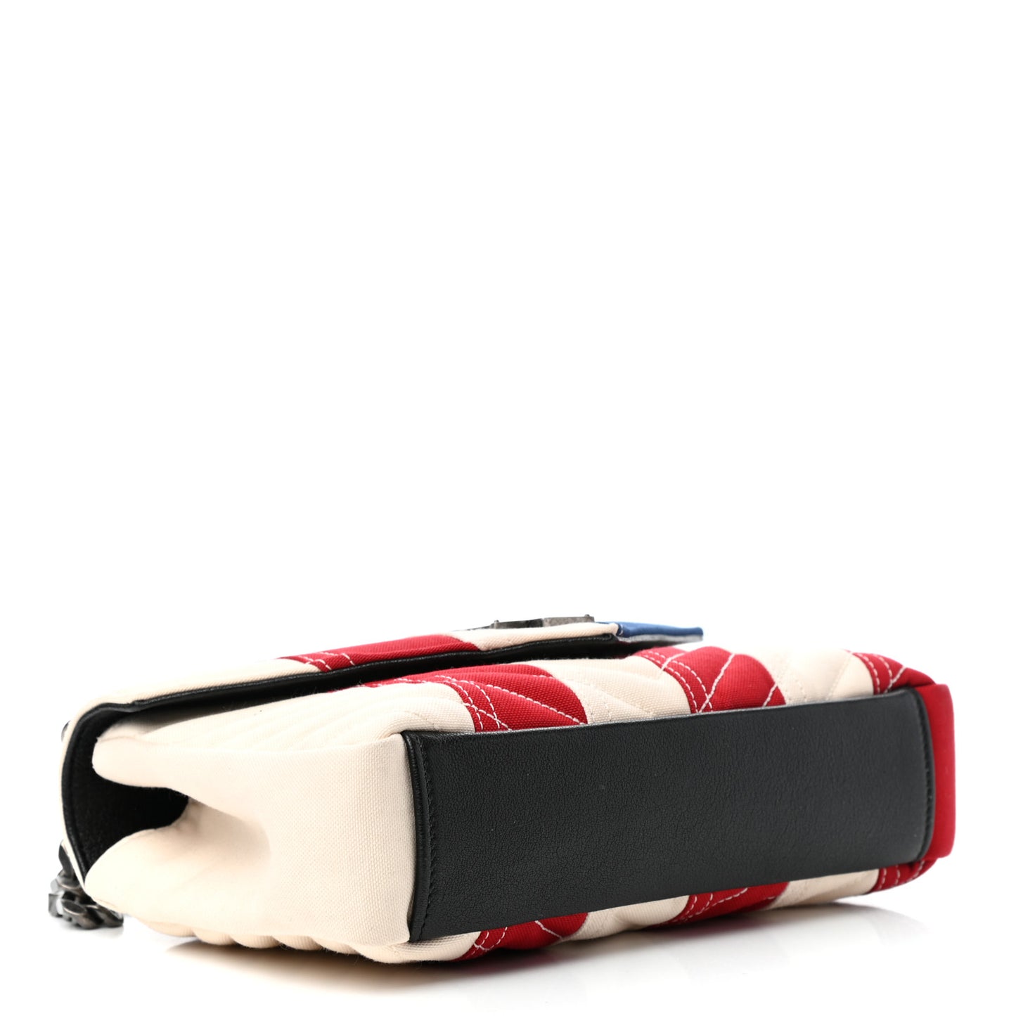 Canvas Matelasse Chevron American Flag Monogram Medium College Bag Red Blue
