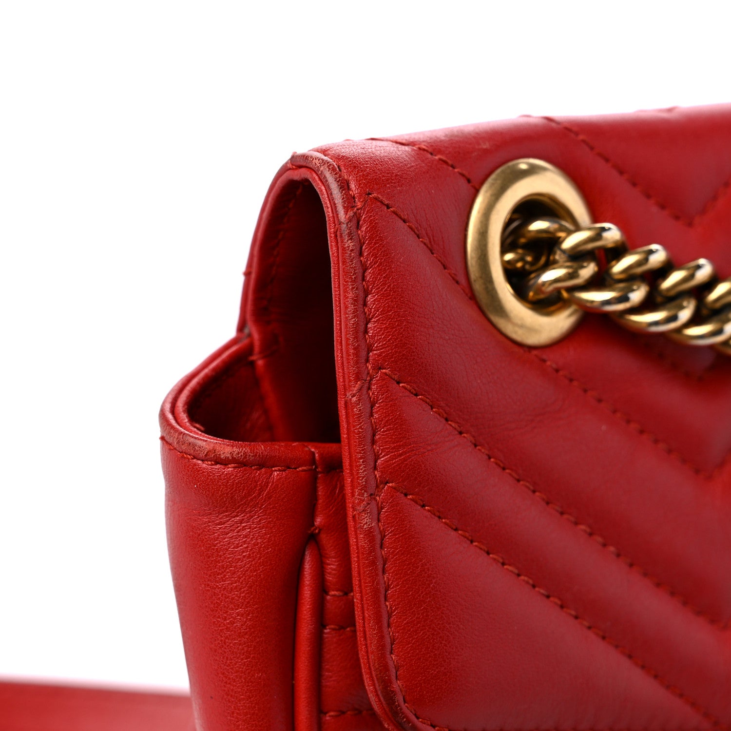 Gucci Calfskin Matelasse Small GG Marmont Shoulder Bag Hibiscus Red 19 of 21