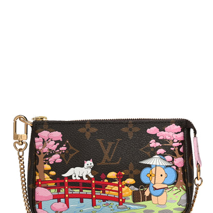 Louis Vuitton Monogram 2021 Christmas Animation Japanese Garden Mini Pochette Accessories Wisteria Pink 7 of 10