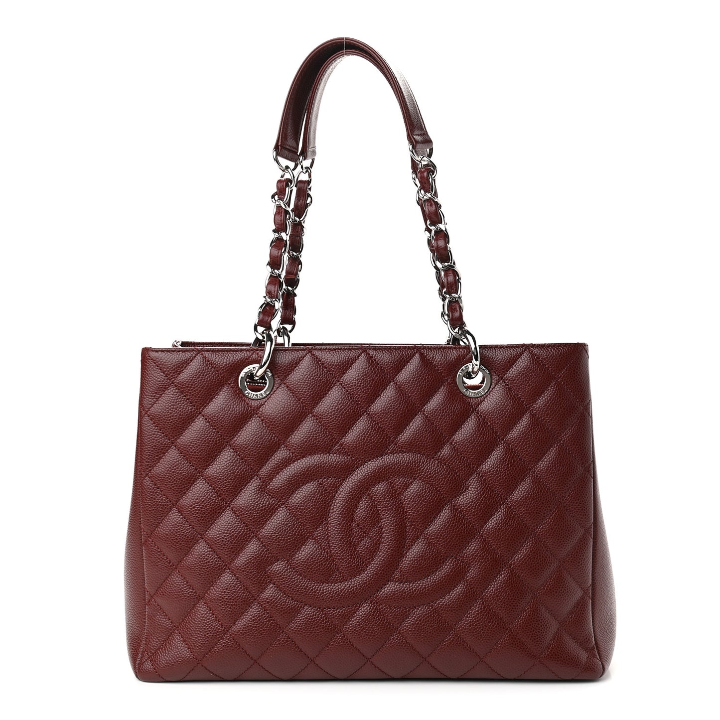 Caviar Quilted Grand Shopping Tote GST Dark Burgundy