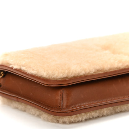 Saint Laurent Shearling Monogram Phone Holder Crossbody Brown 9 of 11