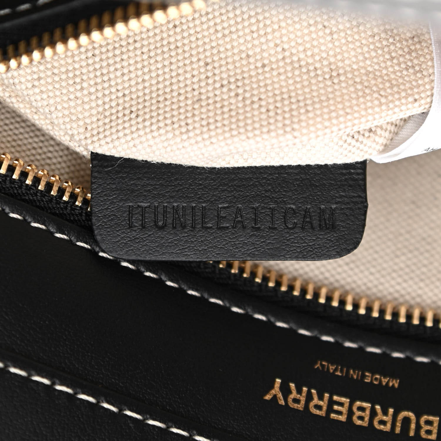 Burberry Canvas Smooth Calfskin Two Tone Mini Pocket Bag Black Tan 7 of 8