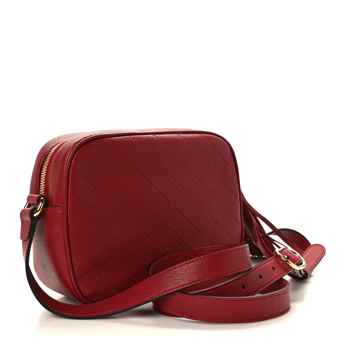 Sakai Be Green Calfskin Diagonal Stitched Small Blondie Shoulder Bag Rosso