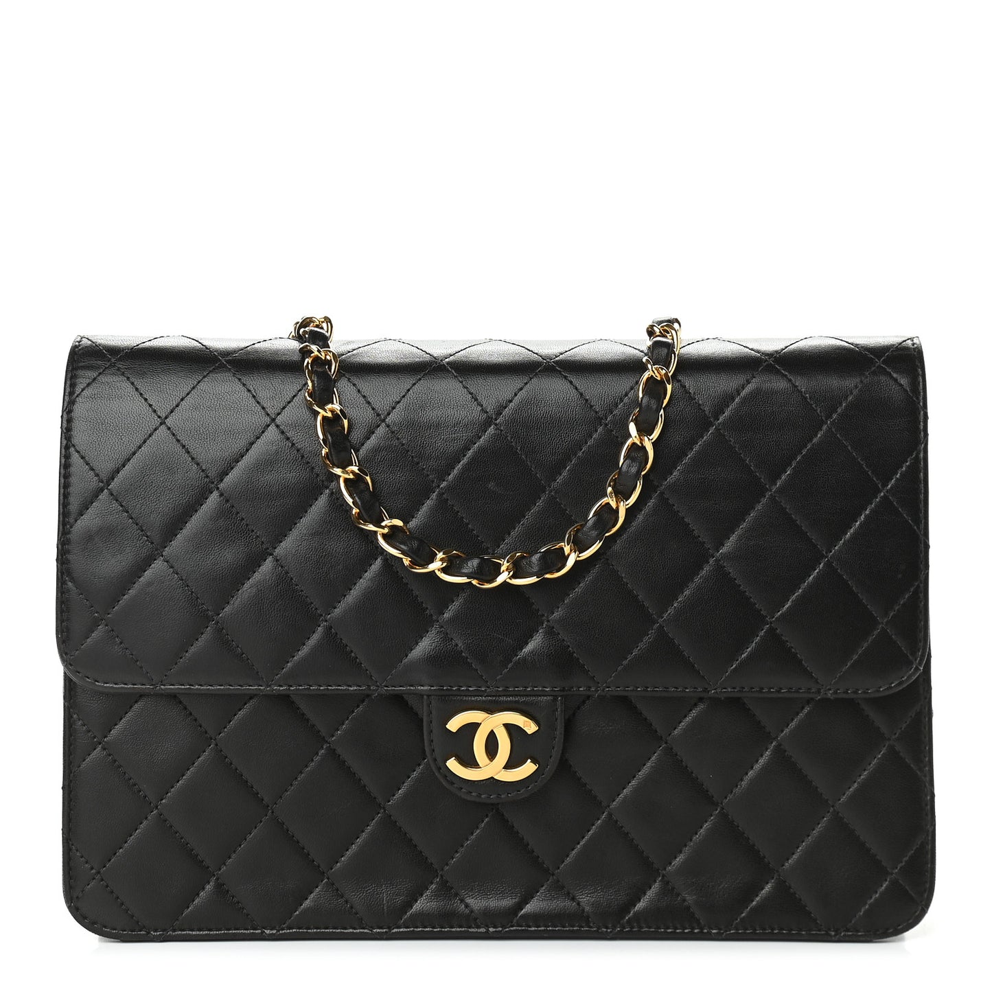 Lambskin Quilted Medium Single Flap Black