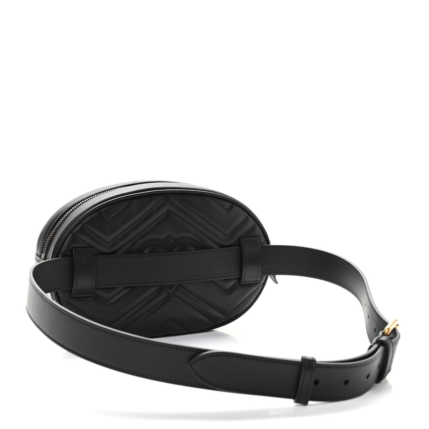 Gucci Calfskin Matelasse GG Marmont Belt Bag 85 34 Black 3 of 12