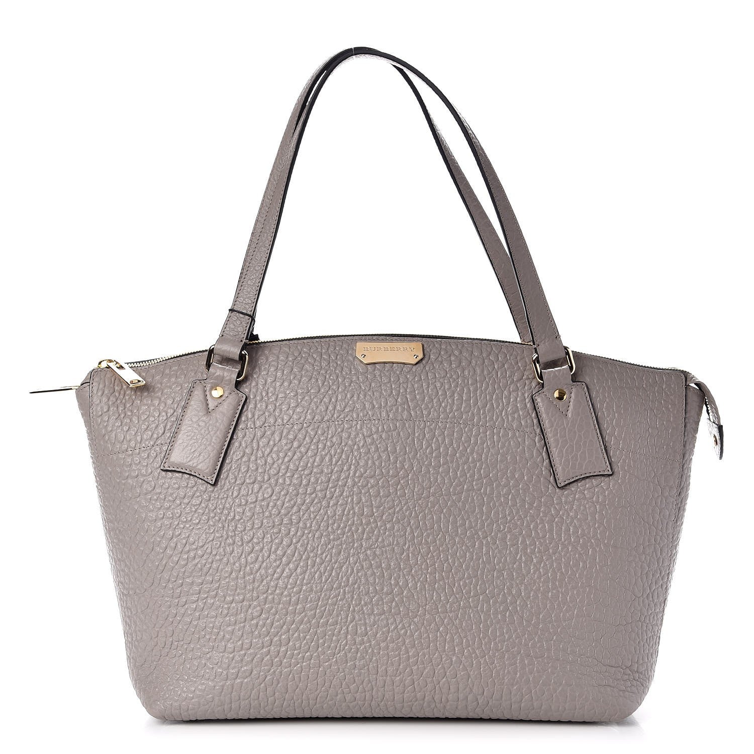 Burberry Signature Grain Calfskin Medium Welburn Tote Pale Grey 1 of 8