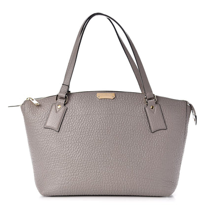 Burberry Signature Grain Calfskin Medium Welburn Tote Pale Grey 1 of 8