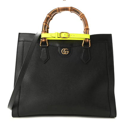 Gucci Calfskin Medium Diana Tote Bag Black Yellow Fluo 1 of 10