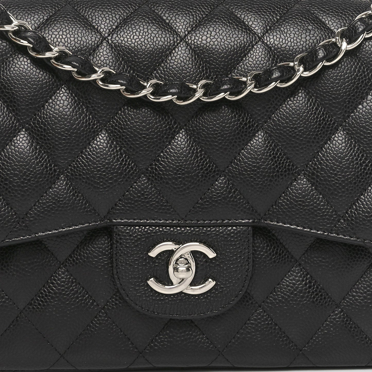 Caviar Quilted Jumbo Double Flap Black