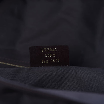 Fendi X FILA Glazed Fabric Vitello Century FF 1974 Mania Pouch Pocket Backpack Mogano Panna Blueberry 6 of 9