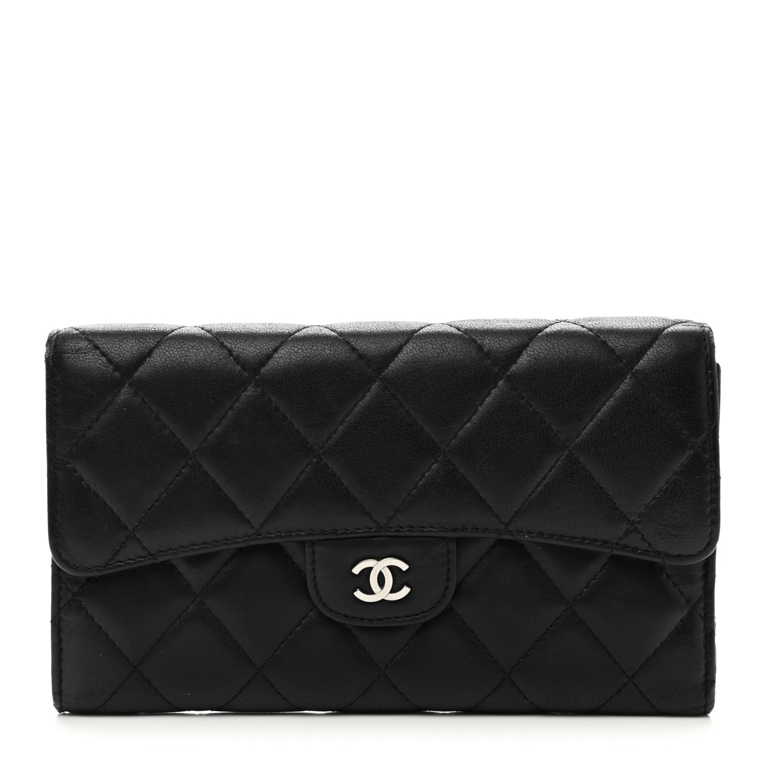 Chanel Lambskin Quilted Large Flap Wallet Black 1 of 13