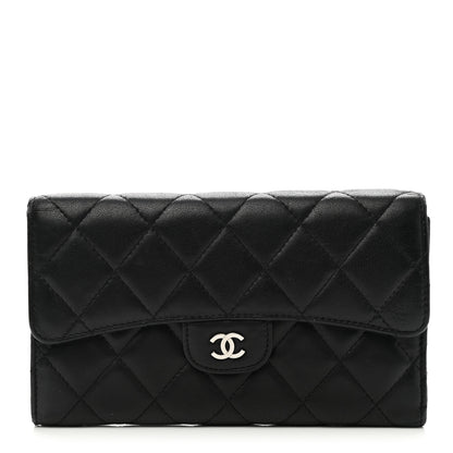 Chanel Lambskin Quilted Large Flap Wallet Black 1 of 13