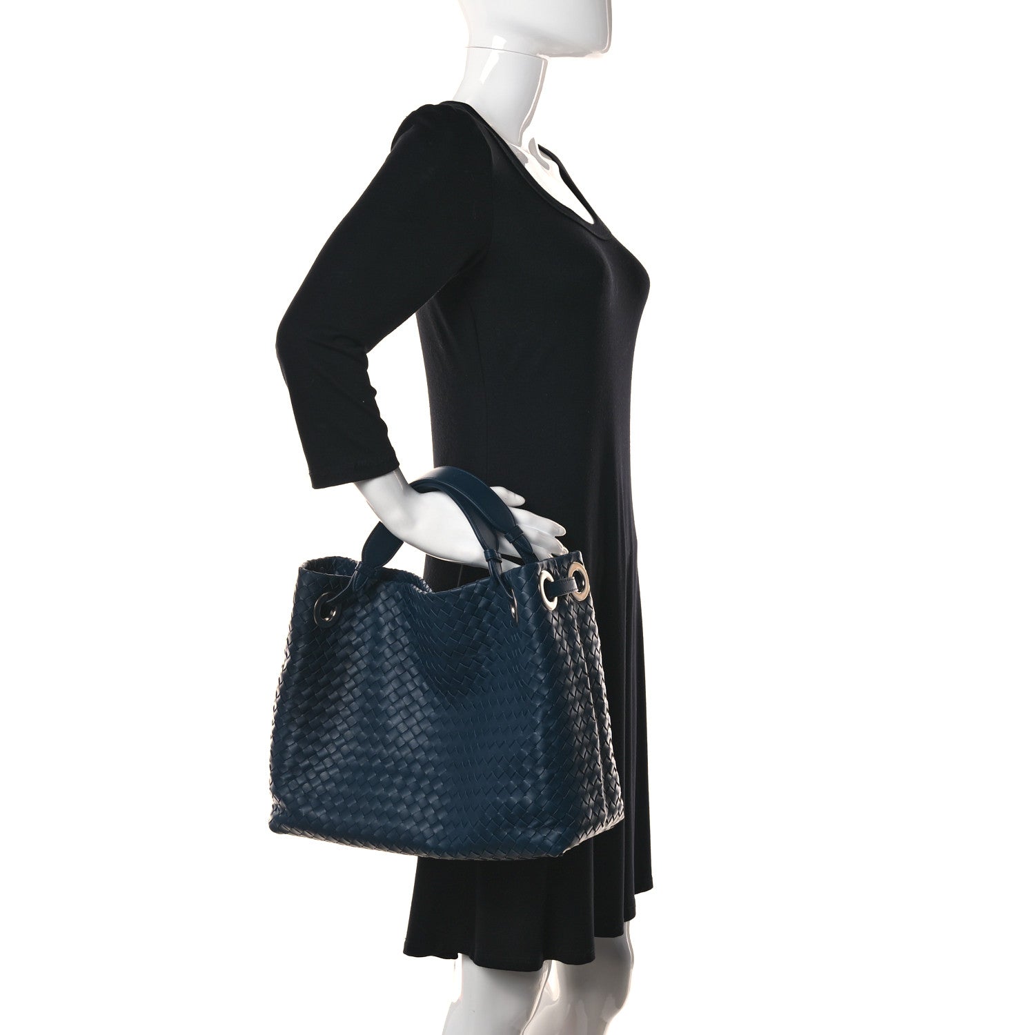 Bottega Veneta Nappa Intrecciato Bella Tote Navy 2 of 11