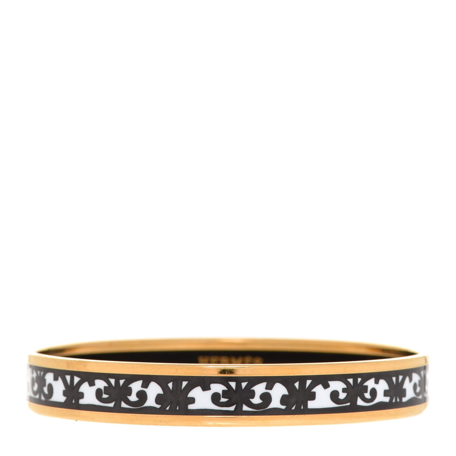 Hermes Enamel Printed Narrow Balcons Du Guadalquivir Bracelet 70 Black 1 of 6