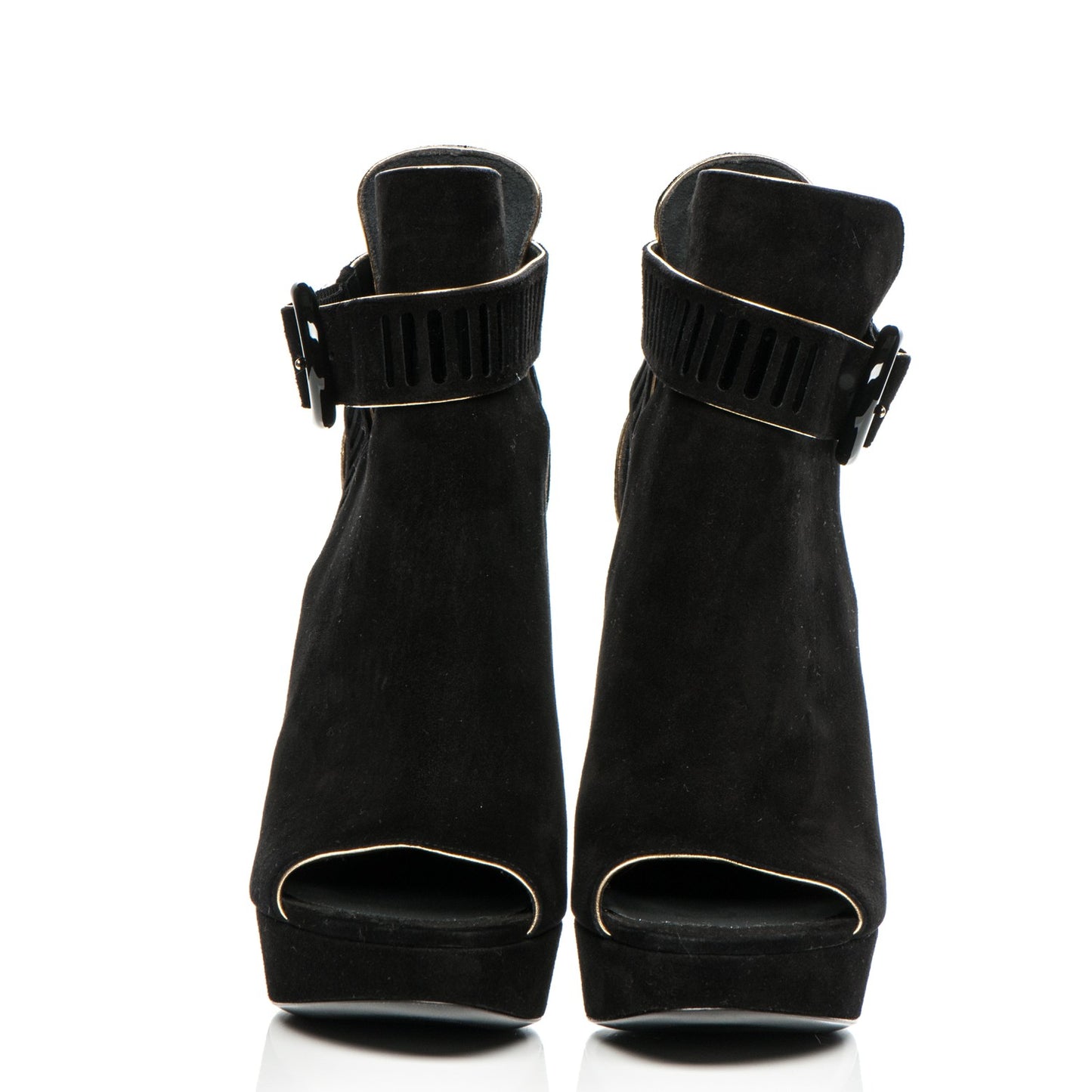 Suede Attraction Peep Toe Ankle Boots 36 Black