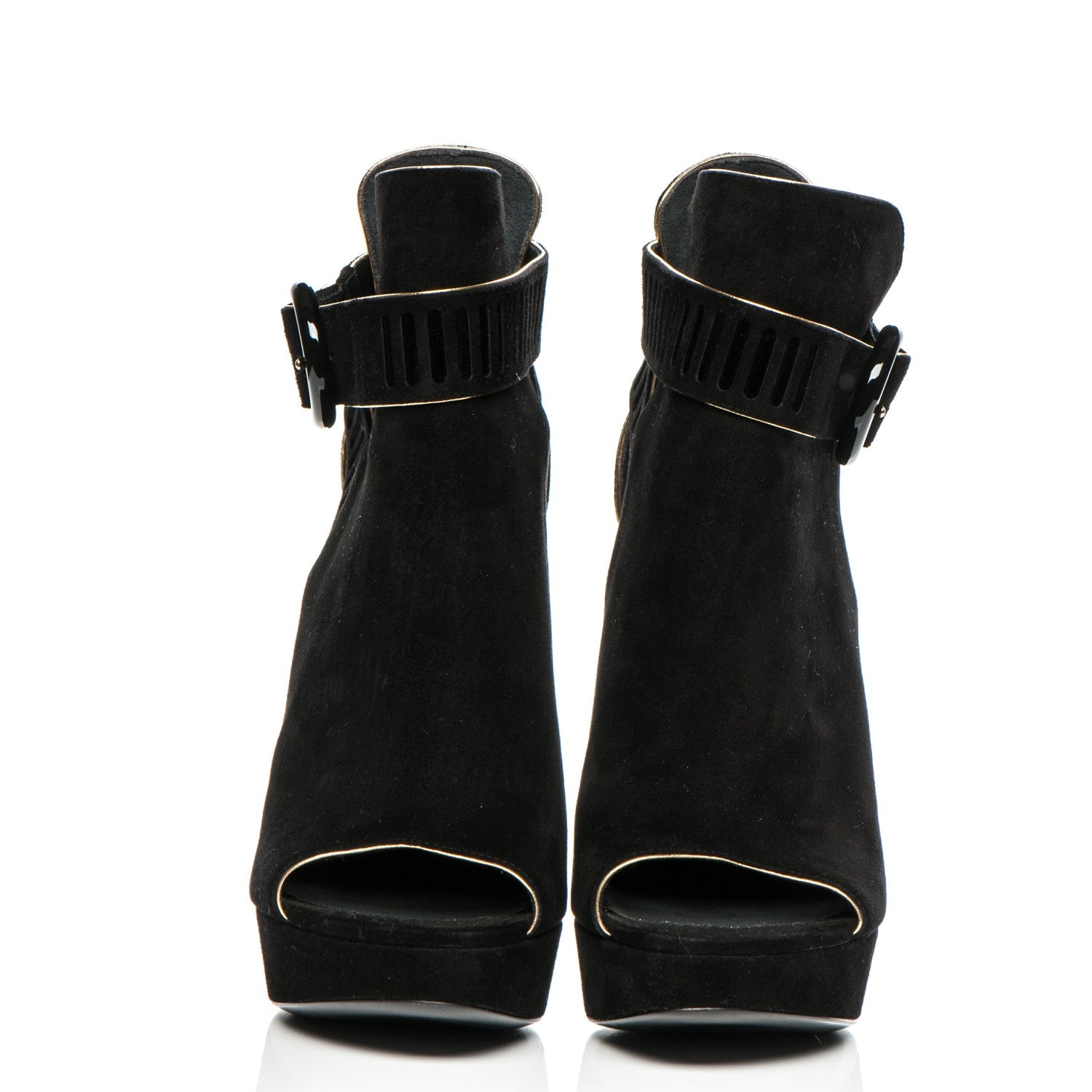 Louis Vuitton Suede Attraction Peep Toe Ankle Boots 36 Black 2 of 7