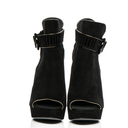 Louis Vuitton Suede Attraction Peep Toe Ankle Boots 36 Black 2 of 7